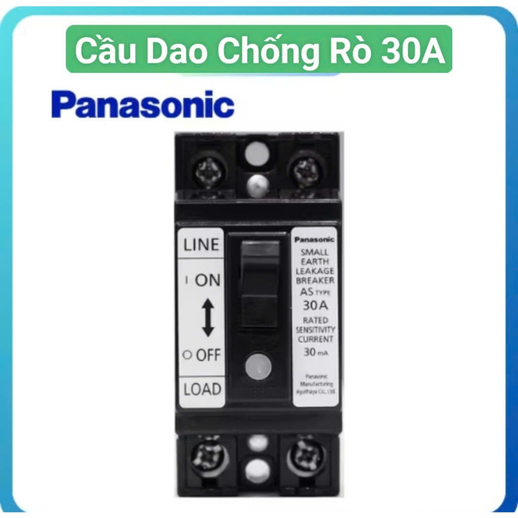 CB cóc chống giựt ,cầu dao chống rò 2P0E (Không bảo vệ quá tải) 30A dòng cắt 1,5kA Panasonic BJS3030