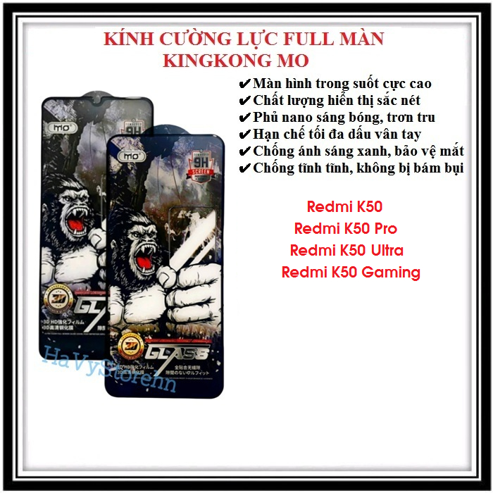 Kính cường lực full màn full keo KINGKONG MO cho Redmi K50 K50 Pro K50 Ultra K50 Gaming