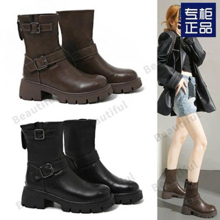 [Boots mới cao cấp] Giày Bốt Nữ Phong Cách Anh Da Mềm 2025 Mới Đế Dày, Giày bốt martin cổ lỡ dài 20 cm nâng chiều cao