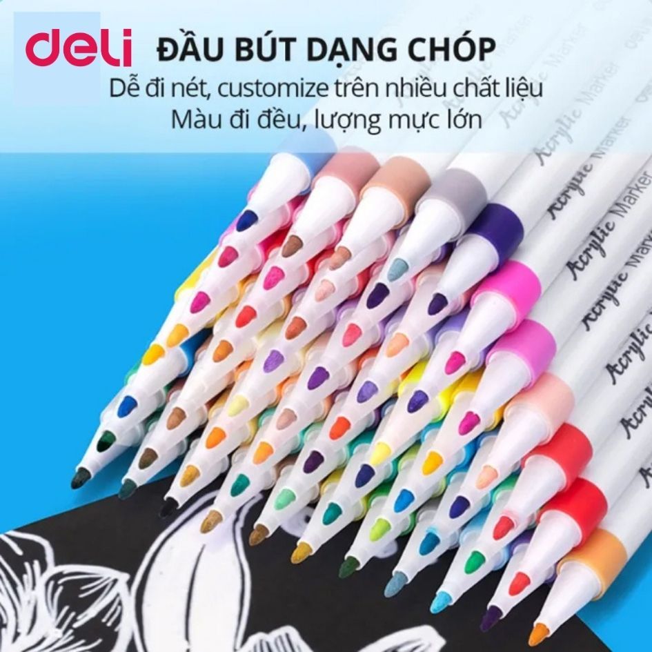 Bút Lông Màu Acrylic Markers – Deli EC189 12/ 24/ 36 màu