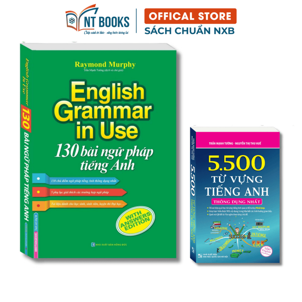 Sách - Combo 2 Cuốn English Grammar In Use (MÀU) + 5500 Từ Vựng Tiếng Anh Thông Dụng Nhất (Đen Trắng