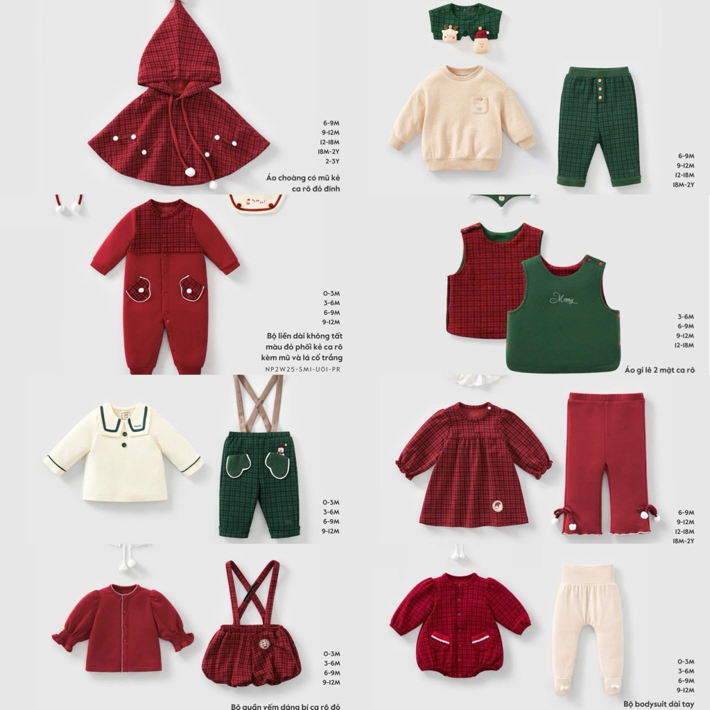 (Nhùn nhùn)Nous NOEL mẫu mới 2025 size từ 6-9m đến 2-3y