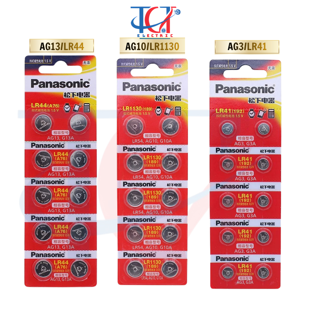 Pin Nút Panasonic AG3 / LR41 – AG10 / LR1130 – AG13 / LR44 1.5V Alkaline – Pin Cúc Cao Cấp, Cho Các 