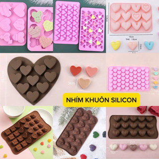  NHÍM KHUÔN SILICON TRÁI TIM LÀM KẸO CHIP SOCOLA RAU CÂU TRANG TRÍ TOPPING TRÀ SỮA 