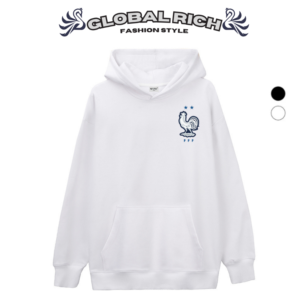 Áo Hoodie Global Rich Premium Nỉ Logo Left Đội Tuyển Bóng Đá Quốc Gia Pháp France Fc