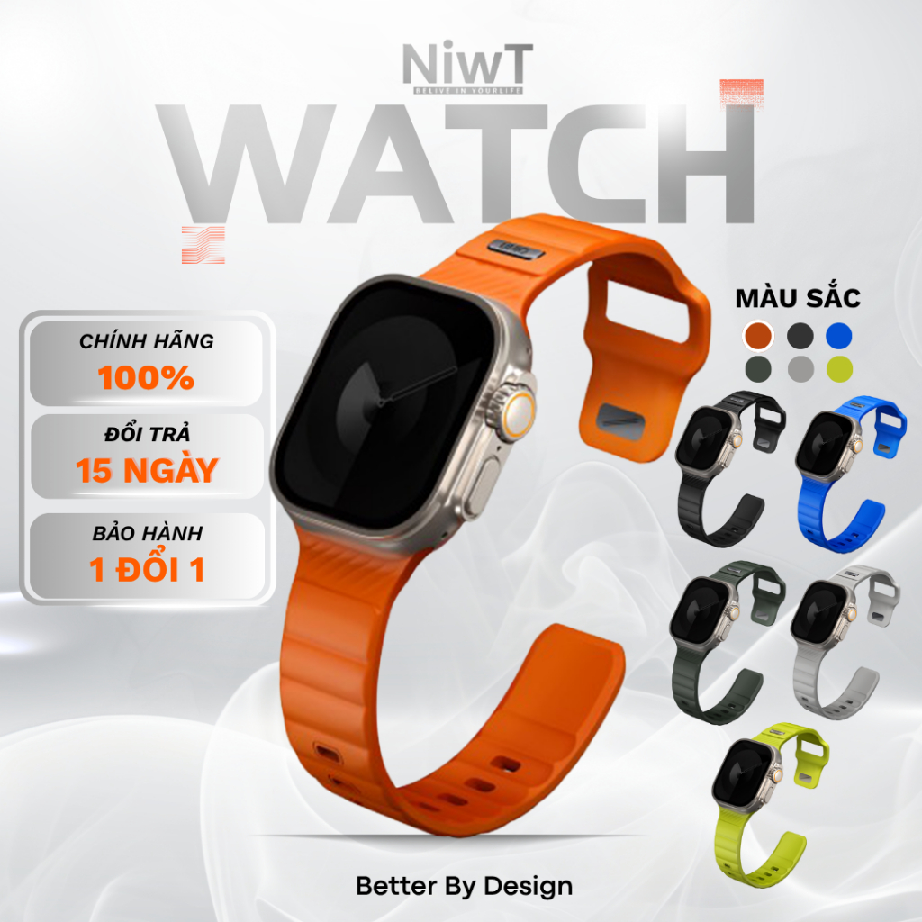 Dây Đeo UNIQ Stride FKM Rubber Cho Apple Watch 42/44/45/49 mm – Thể Thao Mềm Mịn, Kháng Mồ Hôi – Hàn