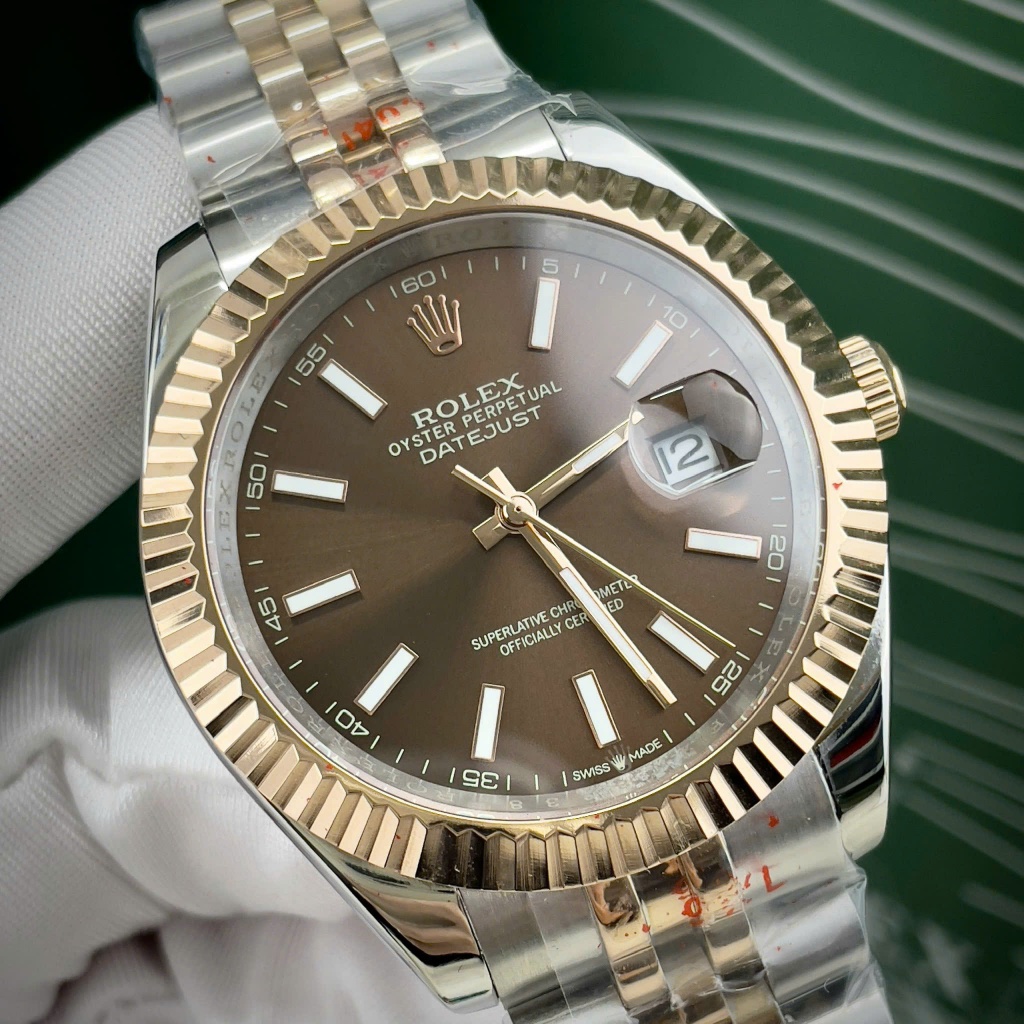 Đồng hồ nam Rollex máy cơ Automatic mẫu nâu cafe số dạ quang số 39-40mm