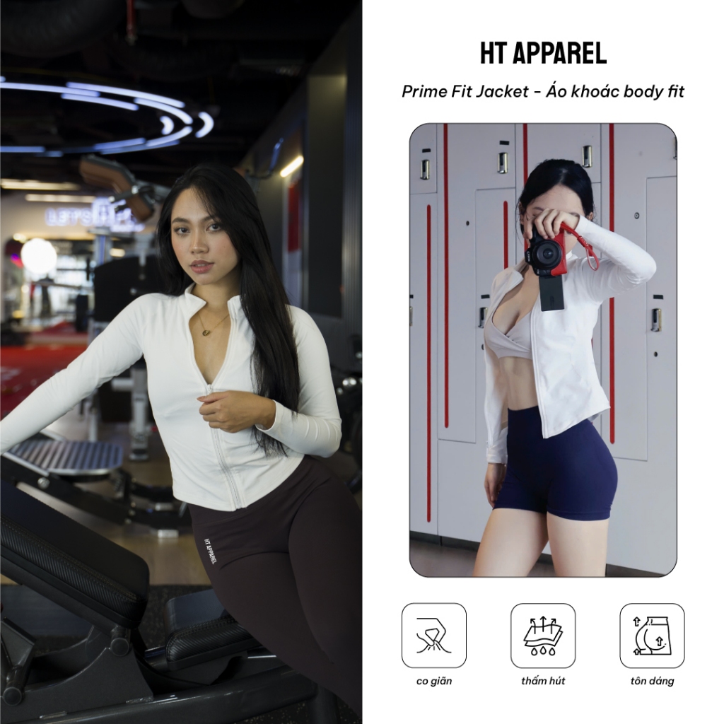 Áo Khoác Thể Thao HT Apparel Prime Fit Jacket - Áo Khoác Dệt Kim Tập Gym, Yoga Cao Cấp Co Giãn 4 Chi