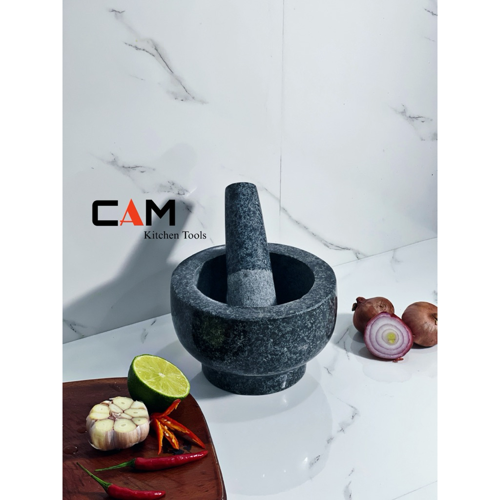 Bộ cối chày đá xanh nguyên khối đánh bóng tự nhiên