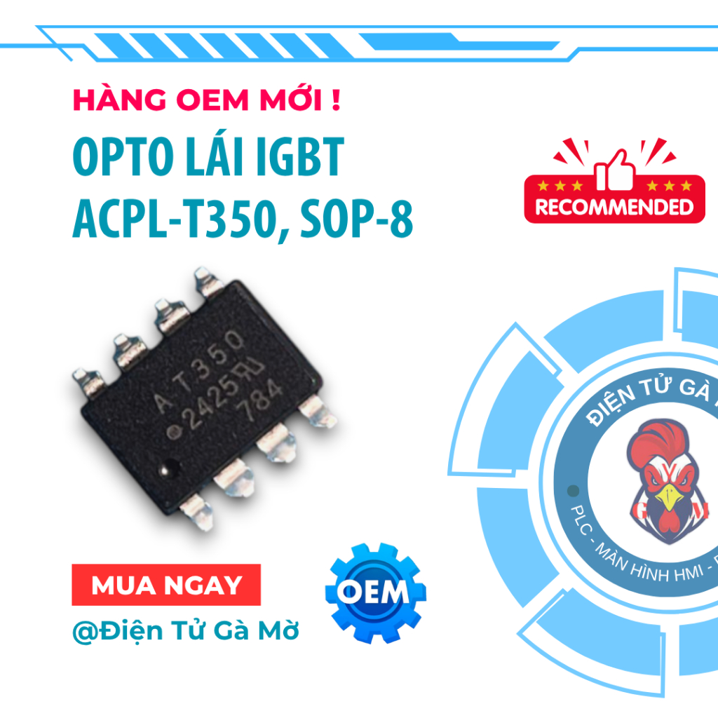 [1 CON] OPTO Lái Mosfet IGBT Cách Ly, ACPL-T350 AT350 SOP-8, Hàng OEM Mới