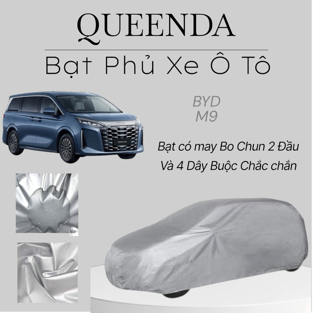 Bạt Phủ Xe Ô Tô BYD M9 Vải Dù Tráng Bạc Chống Mưa, Nắng Tốt Kèm Hộp Đựng - Bạt Trùm Xe Ô Tô Mazda BY