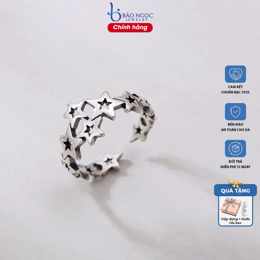 Nhẫn bạc nữ bạc 925 thiết kế hình ngôi sao may mắn, Nhẫn bạc thái thiết kế ngôi sao - N1706