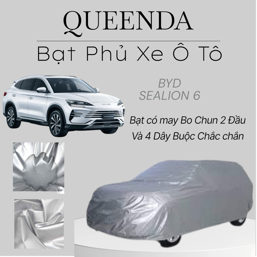 Bạt Phủ Xe Ô Tô BYD Sealion 6 Vải Dù Tráng Bạc Chống Mưa, Nắng Tốt Kèm Hộp Đựng - Bạt Trùm Xe Ô Tô B