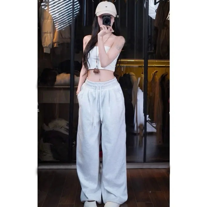 Quần ống rộng nỉ 2 da cao cấp cúc cài co giãn nữ m50 m55 m60 - Quần thể thao ống suông dài cạp chun đi học thể dục nhà | BigBuy360 - bigbuy360.vn