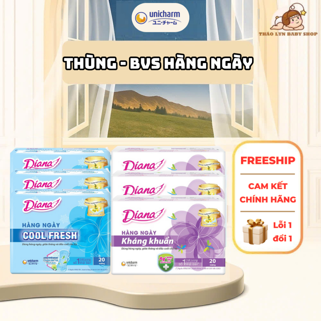 (Thùng) Diana Hàng ngày Kháng Khuẩn 40 miếng và ngày Cool 20/40 miếng
