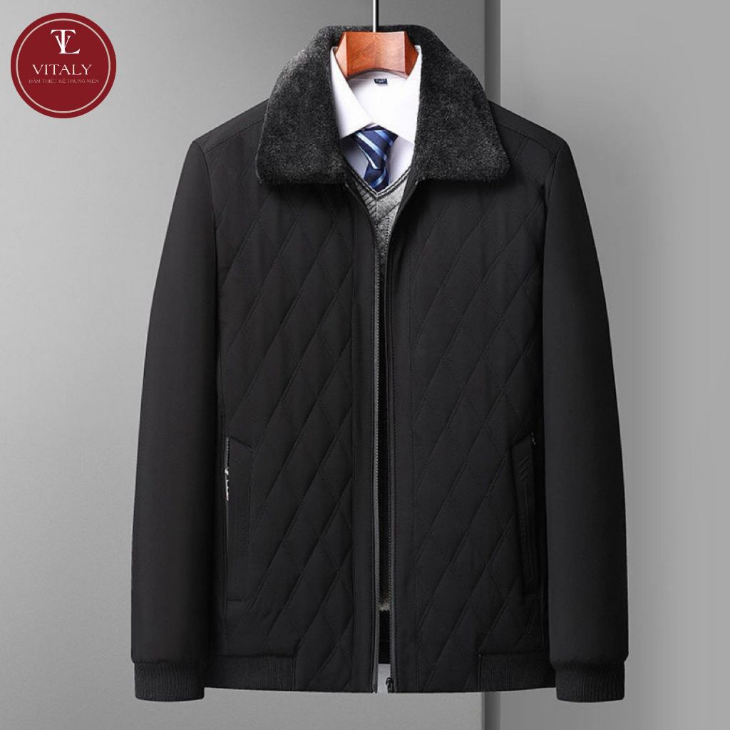 Áo Khoác Nam Trung Niên,Áo Khoác Phao Lót Lông Cho Bố, Dày Dặn Mới 2025 Kiểu Dáng Đẹp Sang Trọng Cao