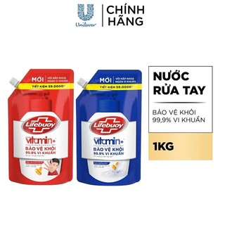   COMBO 2 TÚI  Nước rửa tay Lifebuoy Vitamin Sữa dưỡng ẩm - Lifebuoy Vitamin Bảo vệ vượt trội 1KG 