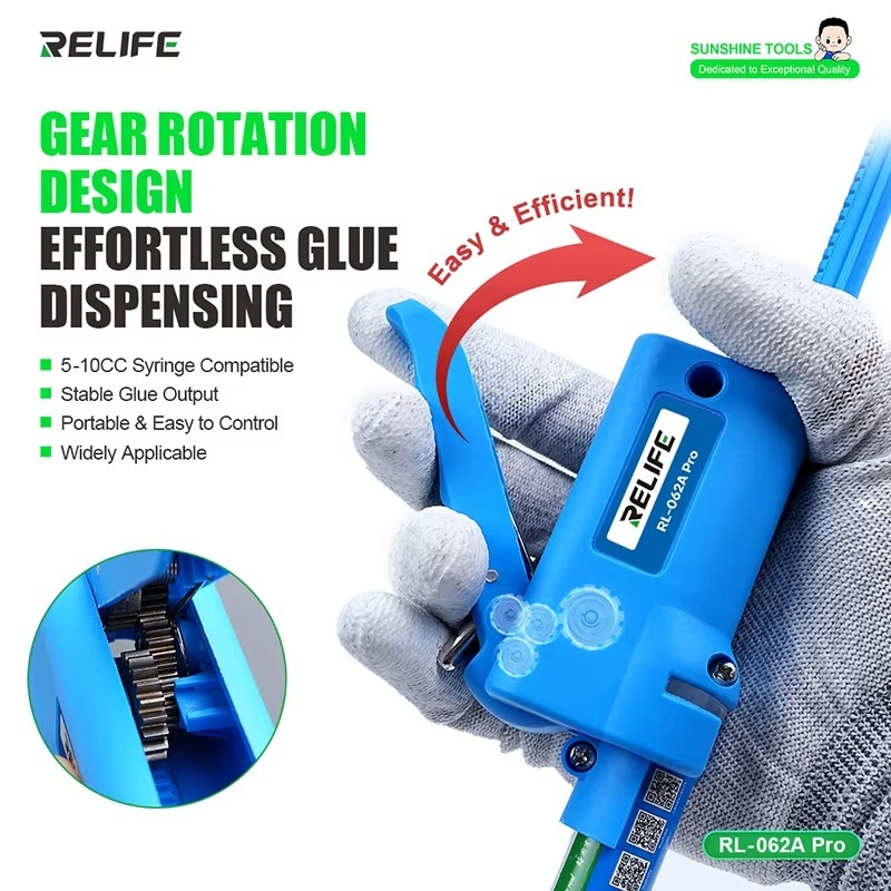 RELIFE RL-062A Pro Toothed Glue Gun, Suitable for 10CC Syringes, Portable and Easy to Control Mainte