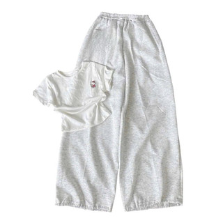 Set bộ áo bbt in hình kitty ôm gấu mix quần xuông da cá xám
