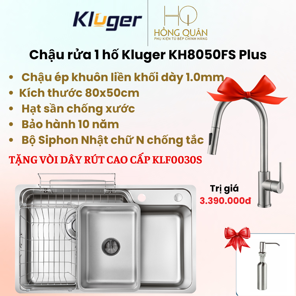 Chậu rửa bát 1 hố Kluger KH8050FS Basic Plus CHÍNH HÃNG KLUGER.