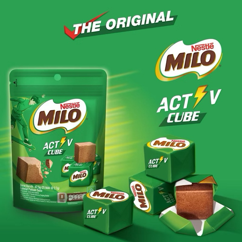 SOCOLA SỮA LÚA MẠCH VIÊN NESTLE MILO ACTIV CUBE GÓI 67,5G (25 VIÊN)/ KẸO NESTLE MILO CUBE
