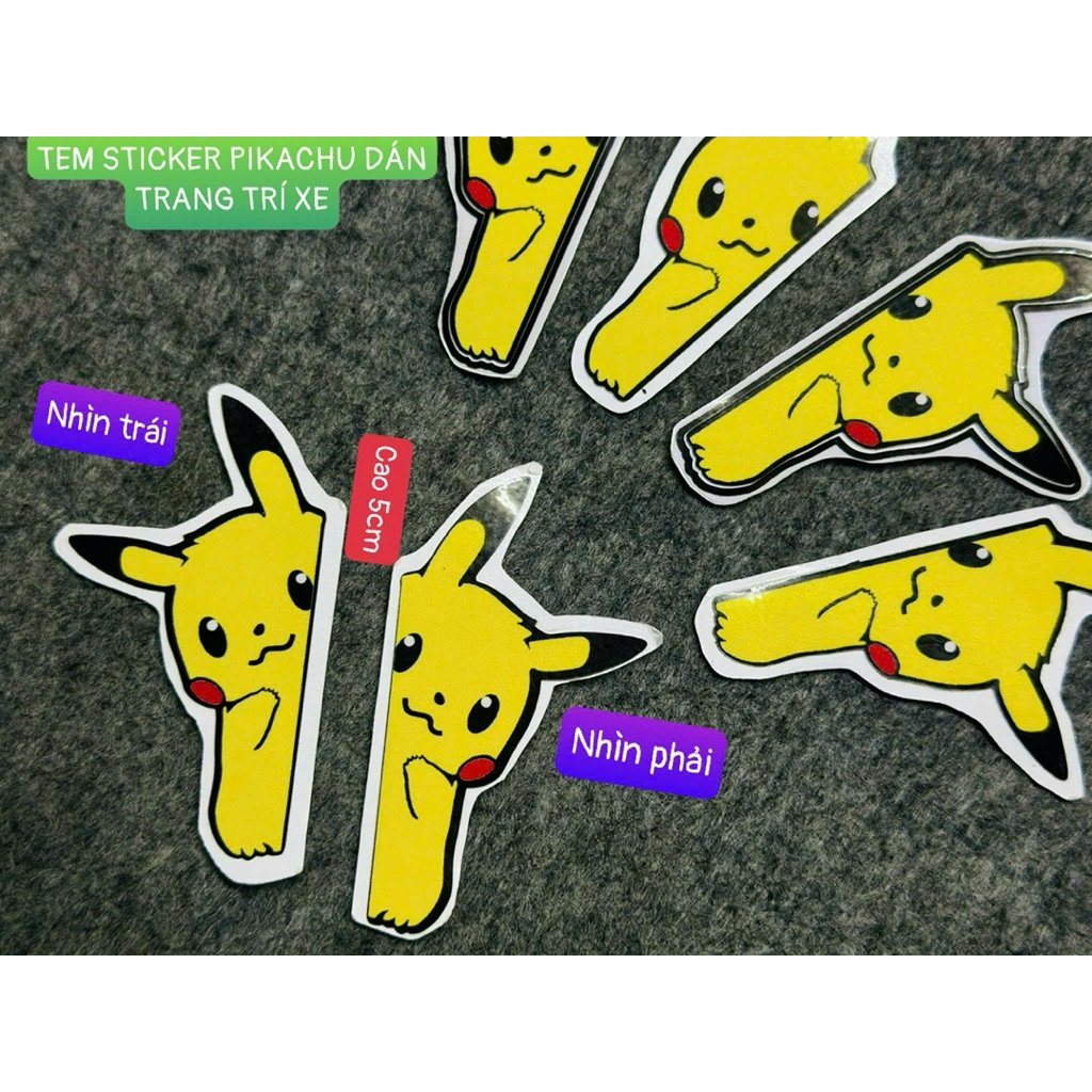 [ 1 MIẾNG ] TEM STICKER PIKACHU DÁN TRANG TRÍ XE