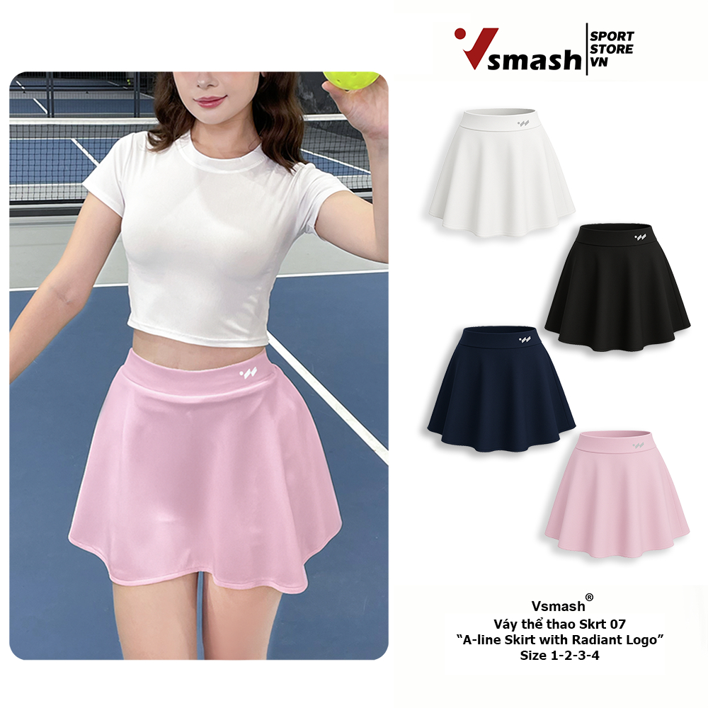 Váy Cầu Lông Vsmash Sportwear “SKRT 07 PURE ACE" Form xòe 2 Lớp Chất poly cao cấp, Mềm Mại, Co Giãn 