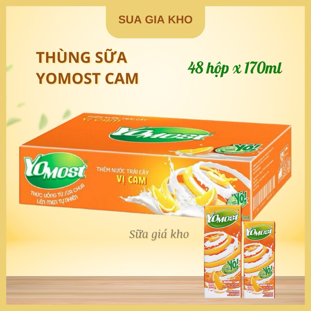 Thùng 48 hộp sữa Yomost vị cam 170ml