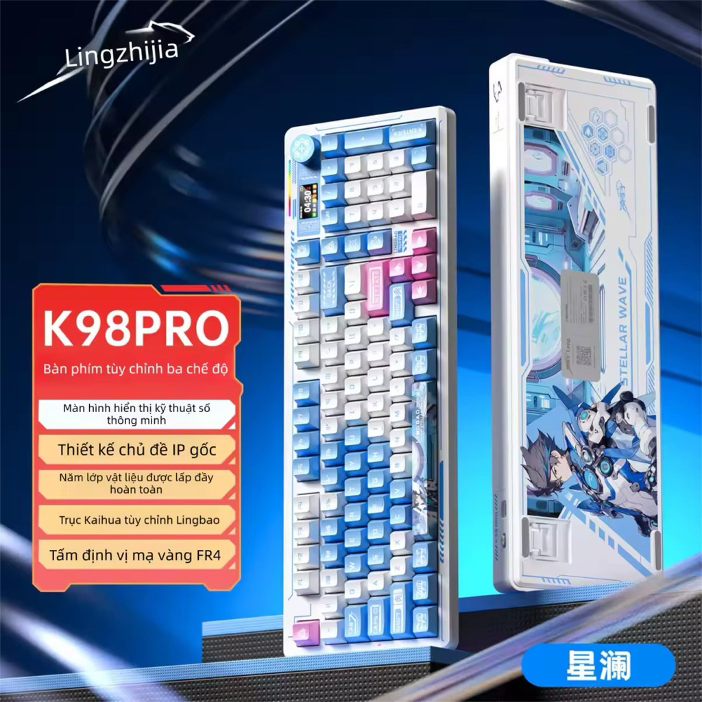 [JAHC] Bàn phím cơ Lingbao K75/82/98 Pro Màn hình TFT, Gasket Mount, Hotswap, 3 Chế Độ, Layout 98 Ph