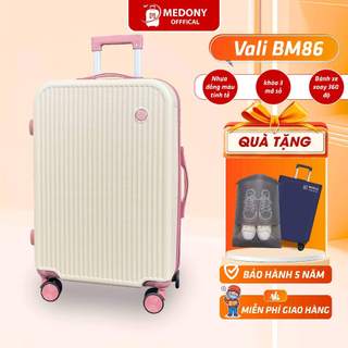  Vali Du Lịch Medony BM86 Size 20 24 – Nhựa PC ABS Chống Va Đập Khóa Mã Số Tay Kéo Nhôm 2 Nấc Thông Minh Bánh Xoay 360 