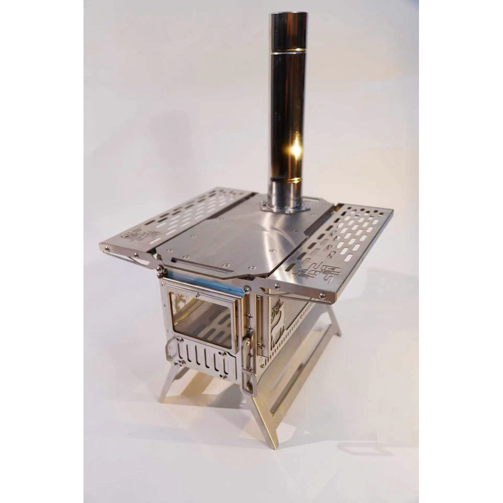 Bếp Củi Lò Sưởi Dã Ngoại 3 Mặt Kính CNC