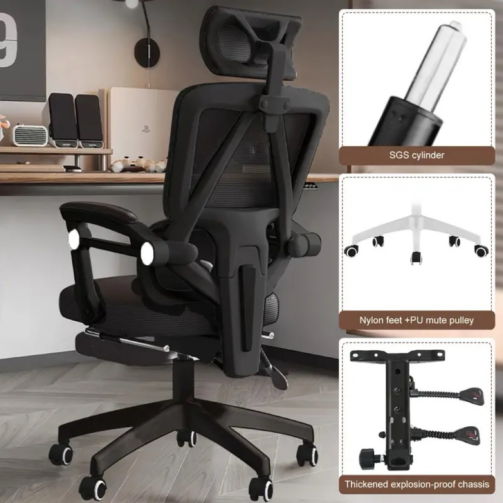 GHẾ CÔNG THÁI HỌC ERGONOMIC CAO CẤP LƯỚI THOÁNG KHÍ Chống Đau Lưng, Tựa Đầu & Tay Vịn Điều Chỉnh | BigBuy360 - bigbuy360.vn