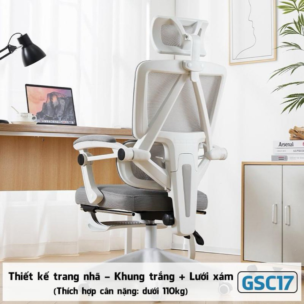 GHẾ CÔNG THÁI HỌC ERGONOMIC CAO CẤP LƯỚI THOÁNG KHÍ Chống Đau Lưng, Tựa Đầu & Tay Vịn Điều Chỉnh | BigBuy360 - bigbuy360.vn