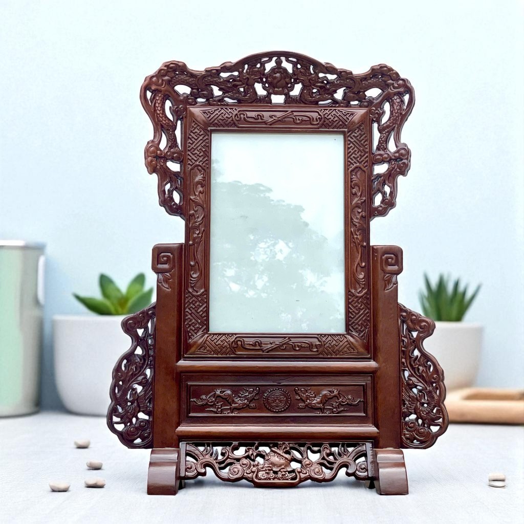 Khung ảnh trúc gỗ mít Khung hình gỗ mít gia tiên 2 cỡ ảnh thờ