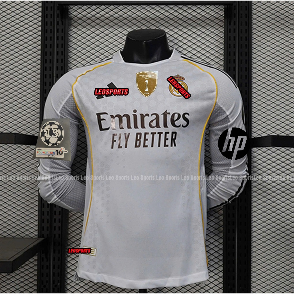 Áo Bóng Đá Phiên Bản Player CLB Real Madrid Dài Tay 25/26 Sân Nhà(Chỉ Có Áo) - Hàng Thailand Cao Cấp