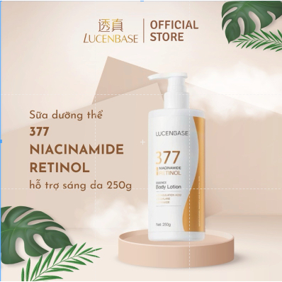 [LIVE] Sữa dưỡng thể 377 Niacinamide Retinol LUCENBASE hỗ trợ khóa ẩm làm sáng da 250ml