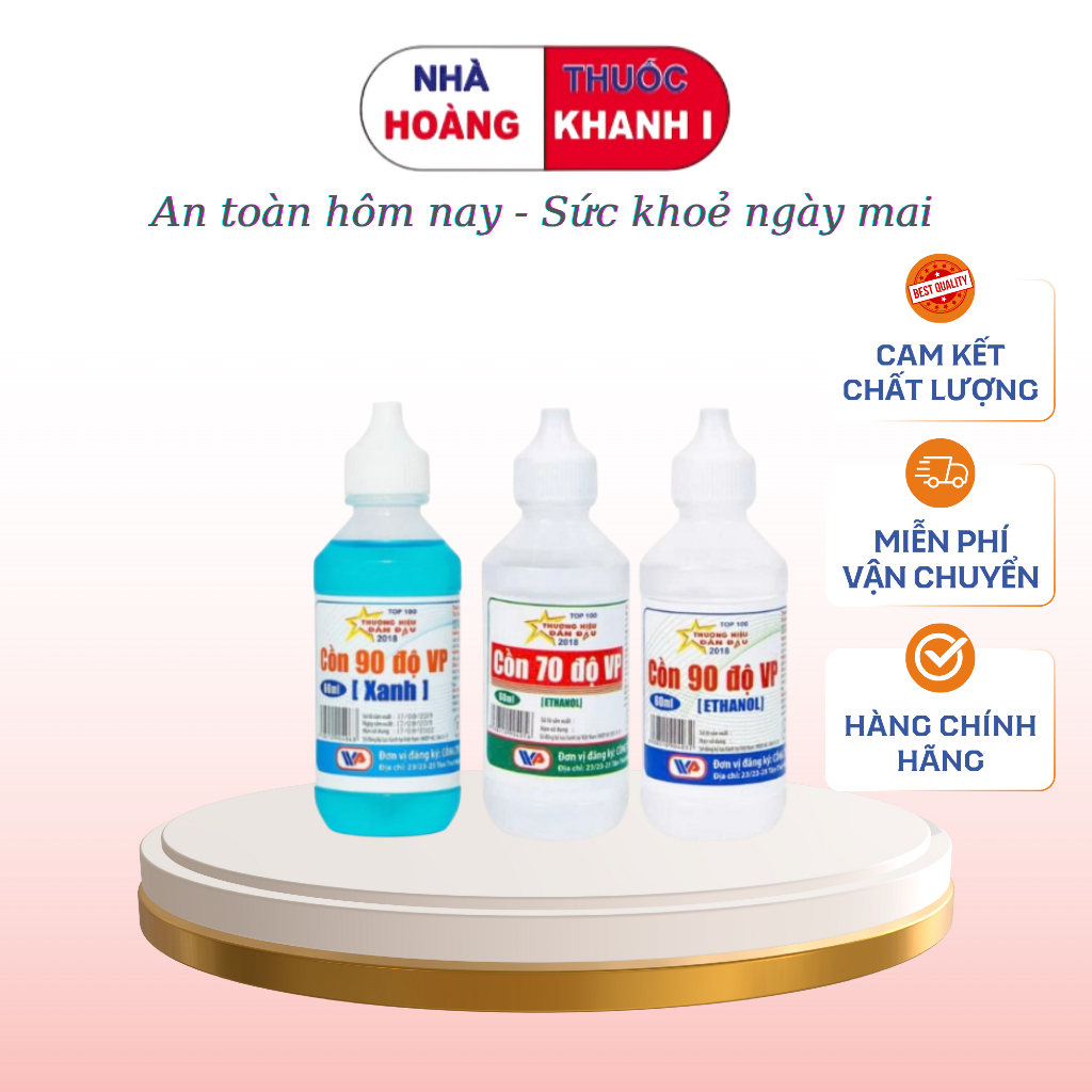 Cồn xanh, trắng 90 độ , 70 độ VP (Chai 60ml)