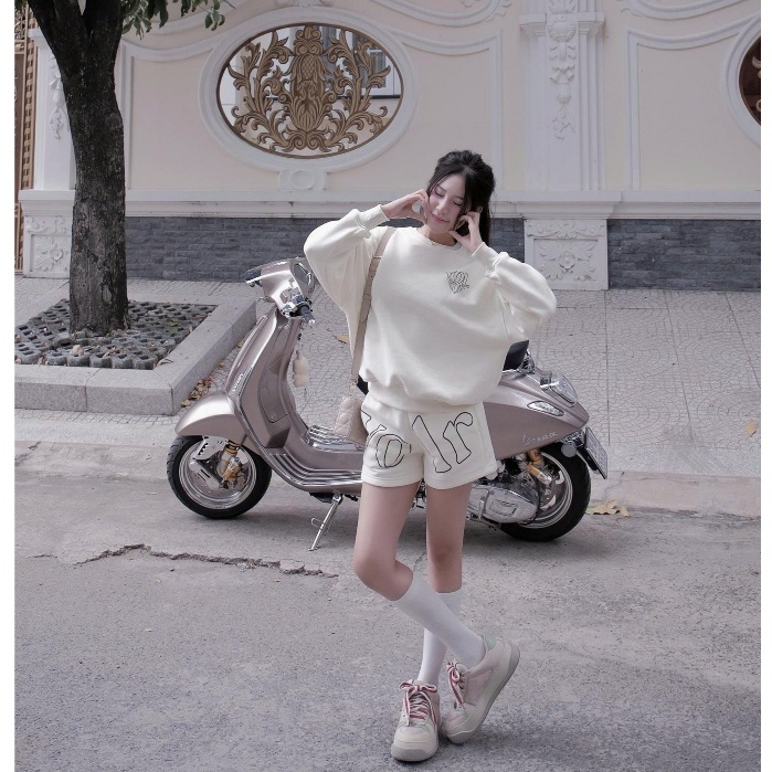 SET SWEATER - VOLEUR SET SWINTER KREAM, COTTON FELT 100% COTTON