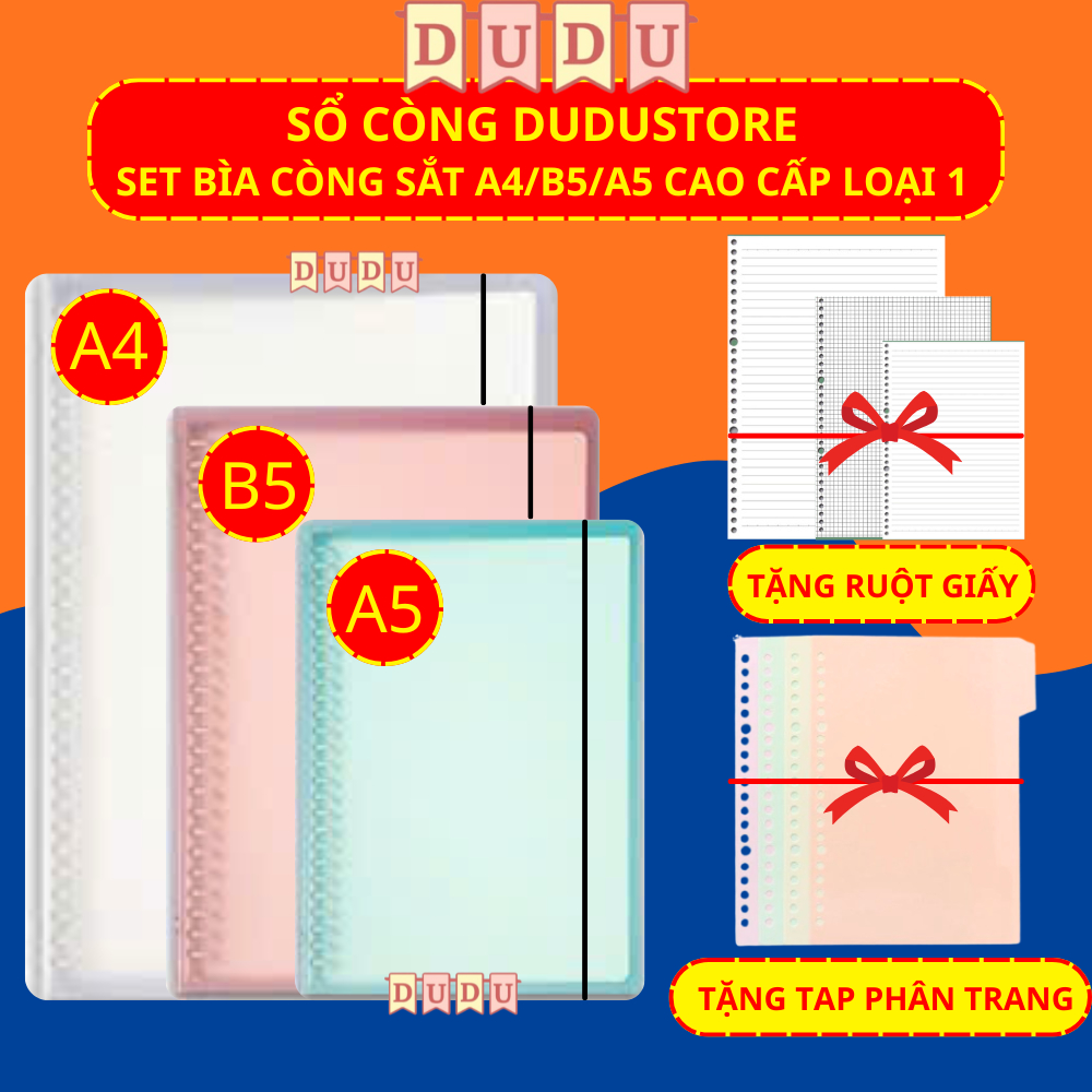 Sổ Còng DUDU Set Bìa Sổ Còng A4 B5 A4 Binder Còng Sắt 30/ 26/ 20 Còng Làm Sổ Tay, Sổ Ghi Chép, Take 