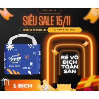   1B Bỉm Youli Xanh mỏng mềm đủ size từ M dán -5xl quần cho bé 