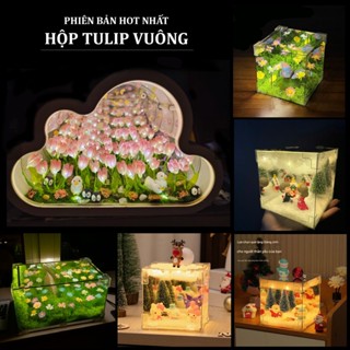  Đèn ngủ hoa Tulip Tặng GIÁNG SINH người yêu hình Đám Mây gương 2 chiều decor phòng ngủ hộp đèn noel hoa tulip vuông 