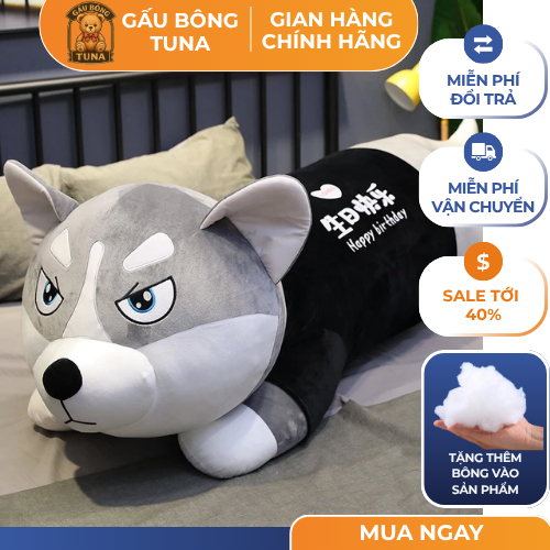 Gấu Bông Chó Husky Khổng Lồ Đáng Yêu, Thú Nhồi Bông Chó Husky Cao Cấp, Gối Ôm Husky Cho Bé
