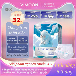   Gói 32 miếng  Băng Vệ Sinh Dạng Quần VIMOON Mẫu Mới chống tràn thấm hút tốt dùng được cả ngày và đêm - Tampon Nữ Wo 