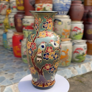 Bình hoa gốm Biên Hòa , chim đậu cành mai, cắm hoa , trang trí sang trọng