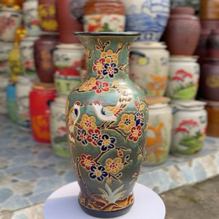 Bình hoa gốm Biên Hòa , chim đậu cành mai, cắm hoa , trang trí sang trọng