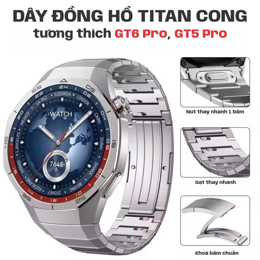 Dây titan đồng hồ huawei GT6 pro