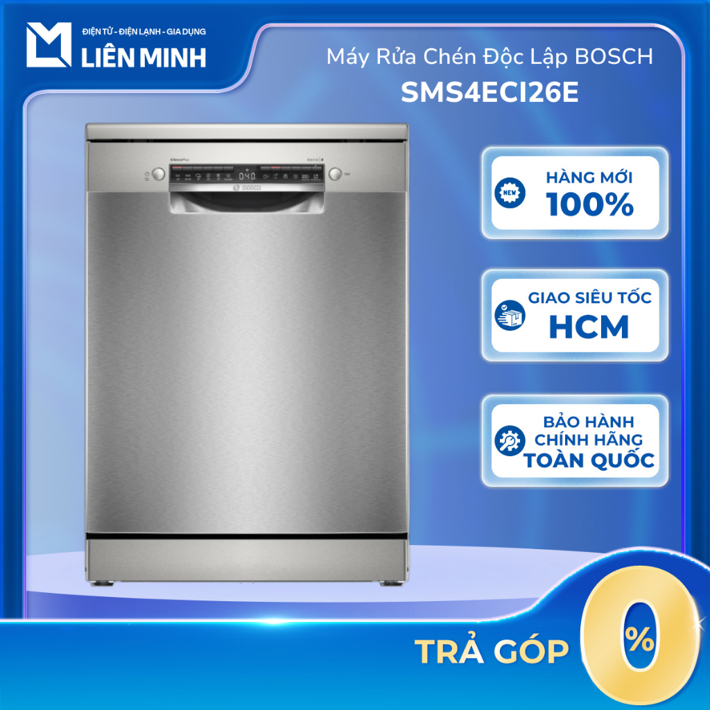 [Shopee - Lắp đặt 0Đ HN HCM] SMS4EMI06E (14 Bộ) / SMS4ECI26E(13 Bộ) - Máy Rửa Chén Độc Lập BOSCH - Series 4 (60cm)