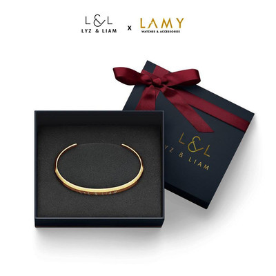 Vòng tay nam nữ Lyz and Liam Classic L&L Cuff Gold - Gift Box Hộp quà tặng nơ đỏ & khắc chữ theo yêu cầu