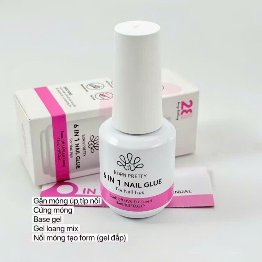 Nail glue gel 6in1 Born Pretty CHÍNH HÃNG [LOẠI 1 full HỘP] [nối móng, cứng móng, btop, loang, úp mó
