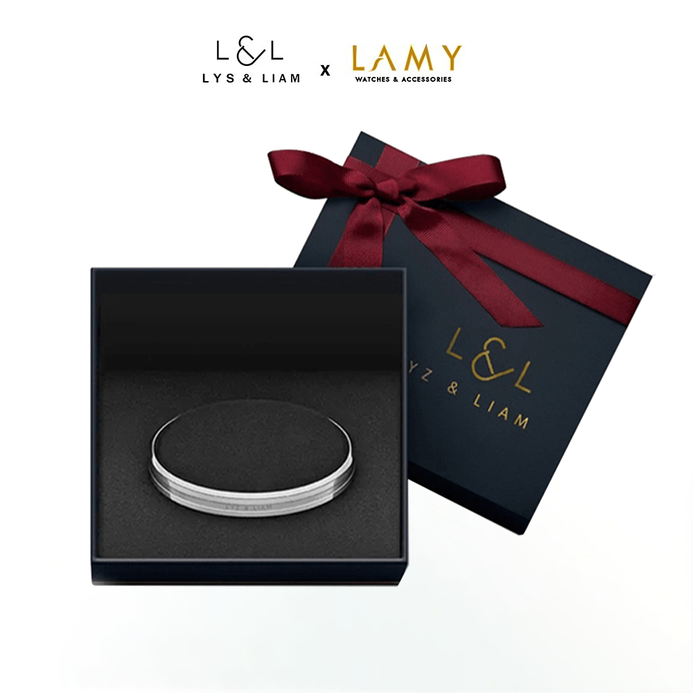 Vòng tay nam nữ Lyz and Liam Elan L&L Cuff Silver - Gift Box Hộp quà tặng nơ đỏ & khắc chữ theo yêu 